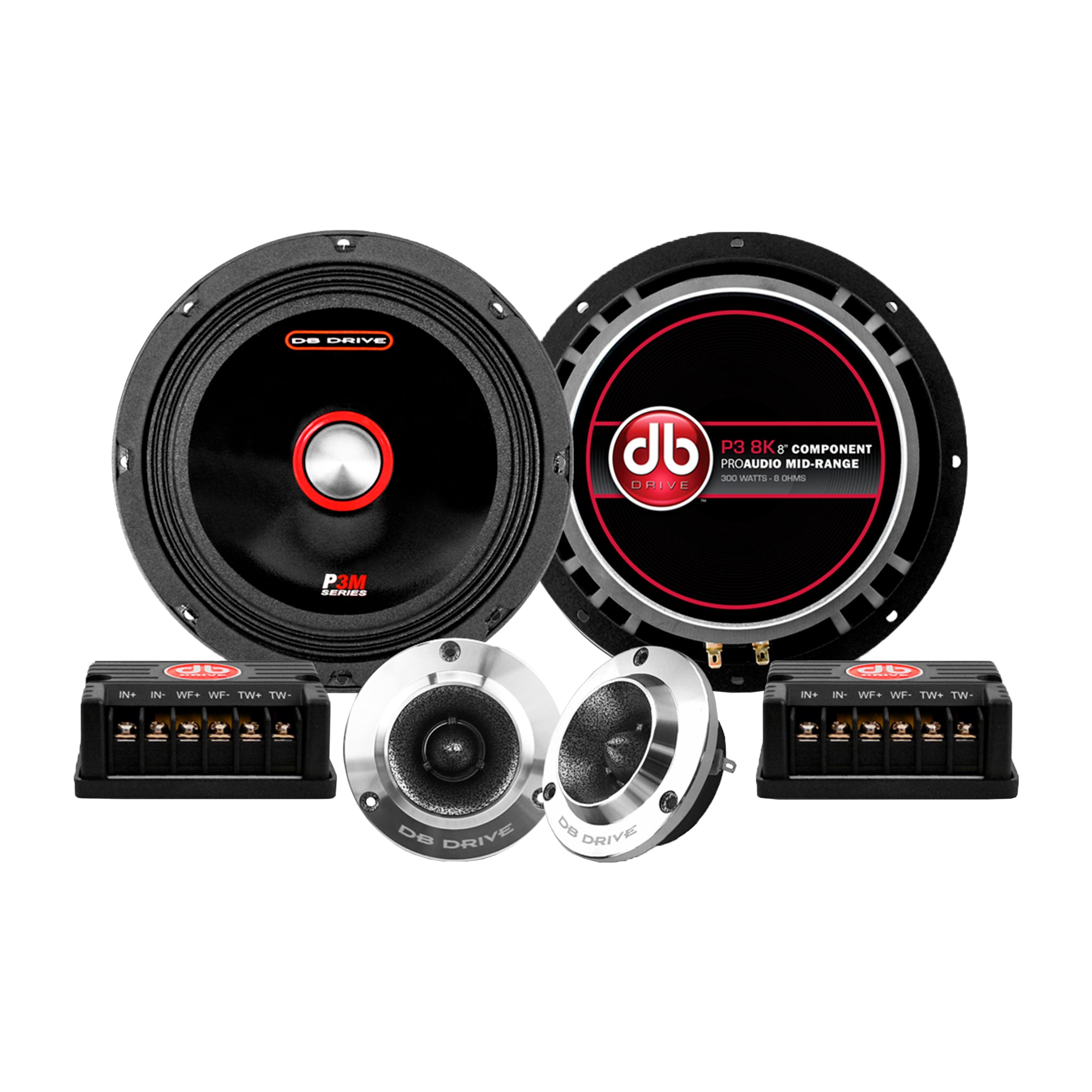 Set de Medios Rangos DB Drive P3 8K 300 Watts 8 Pulgadas Open Show Midrange PRO Audio Series