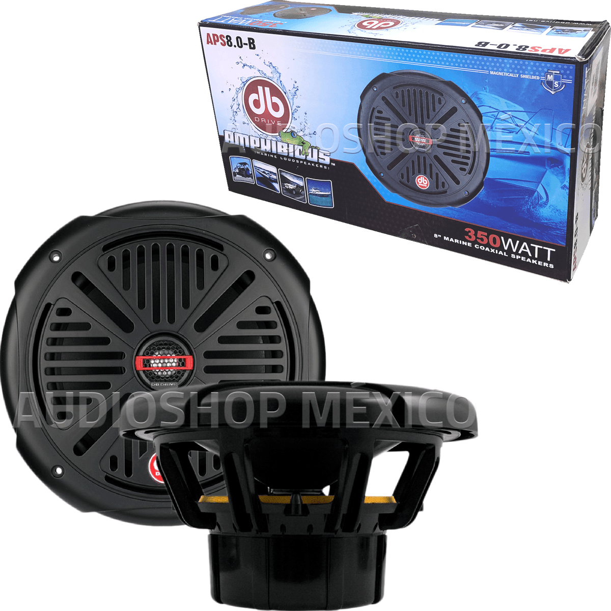 Bocinas Coaxiales Marinas DB Drive APS8.0-B 350 Watts 8 Pulgadas 4 Ohms Color Negro Lanchas Botes