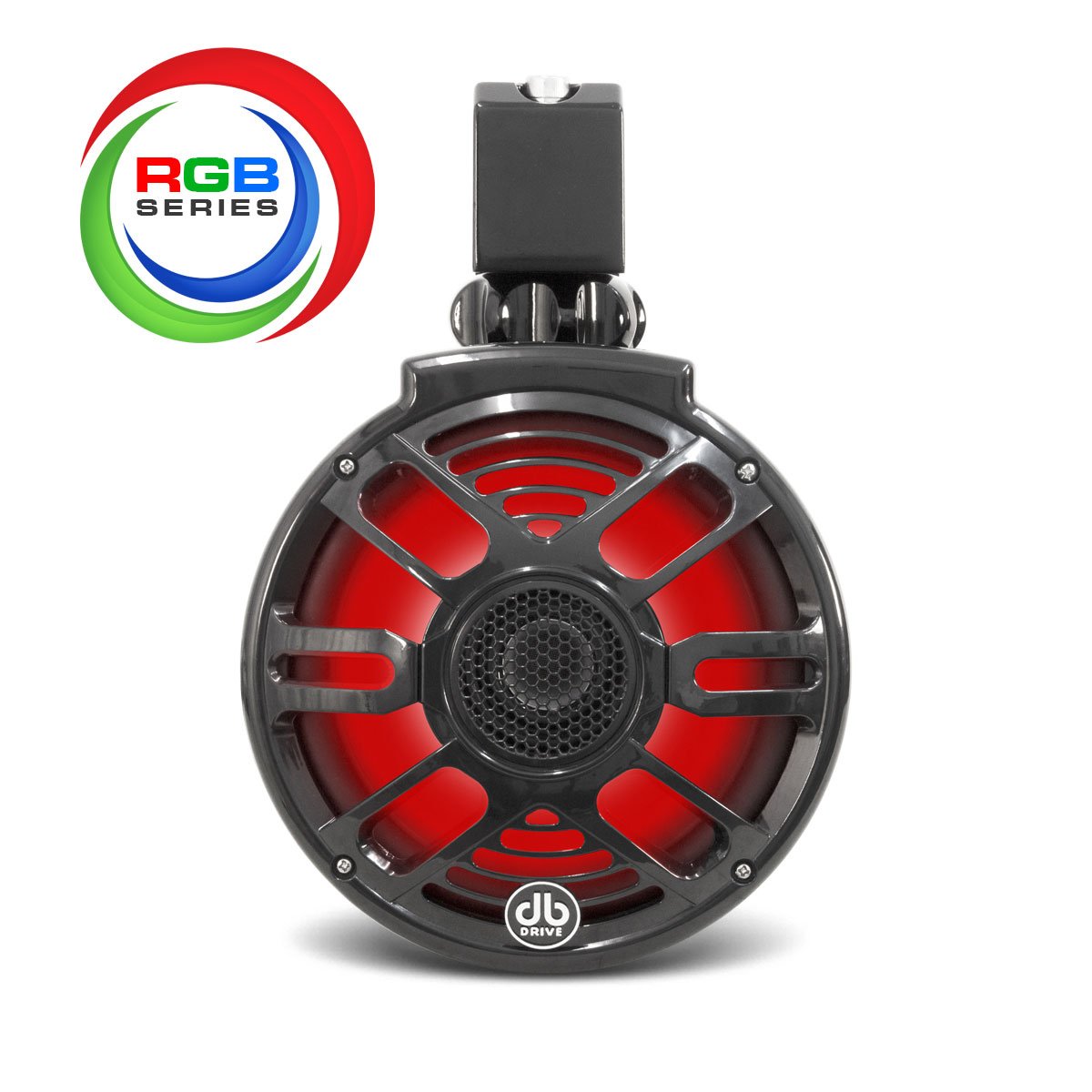 Bocinas de Torre Marina Negras RGB DB Drive APT8RGB-XB 500 Watts 8 Pulgadas 4 Ohms con Soporte 360° LED