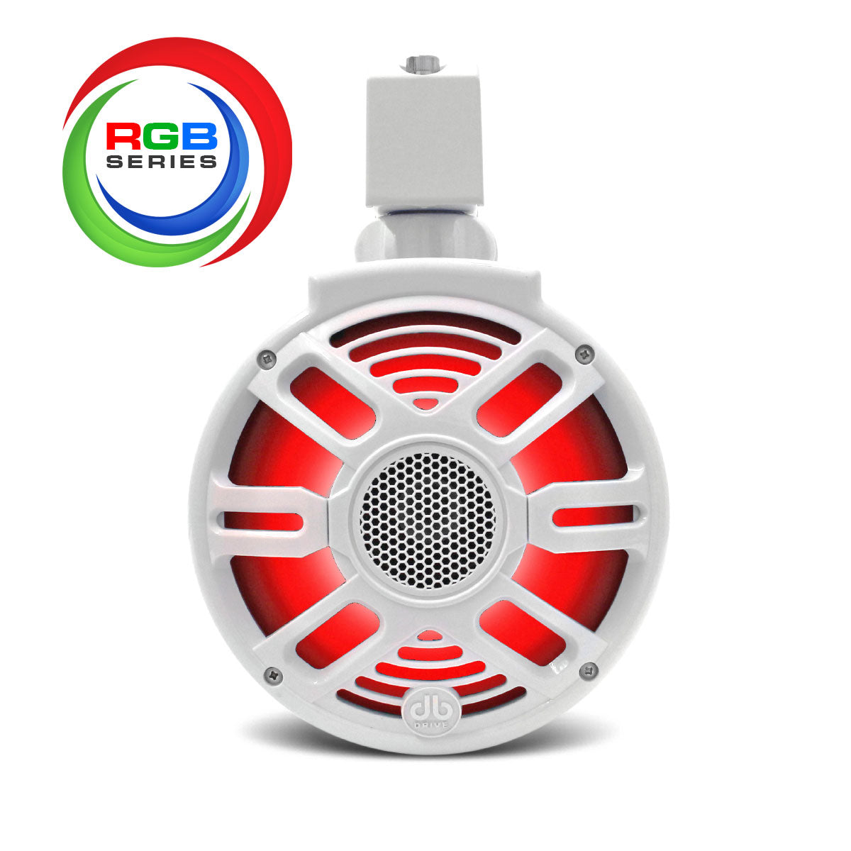 Bocinas de Torre Marina Blancas RGB DB Drive APT8RGB-XW 500 Watts 8 Pulgadas 4 Ohms con Soporte 360° LED