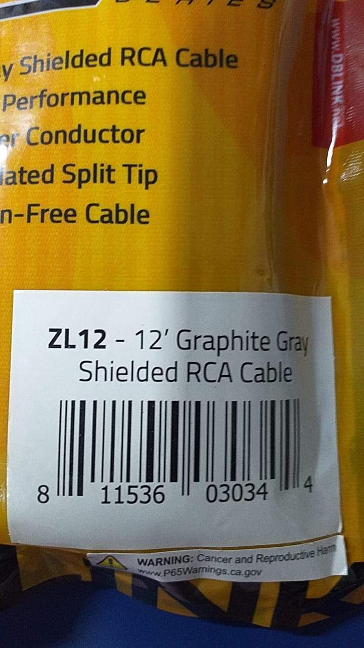 Cable RCA DB Link ZL12 12 pies 3.66 metros Blindado Libre de oxígeno ZL Graphite Series