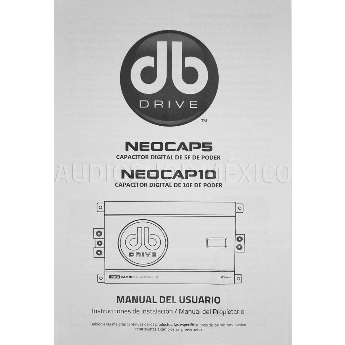 Capacitor de potencia Digital DB Drive NEOCAP5 5 Faradios 12-24 VDC Tamaño compacto con medidor de voltaje