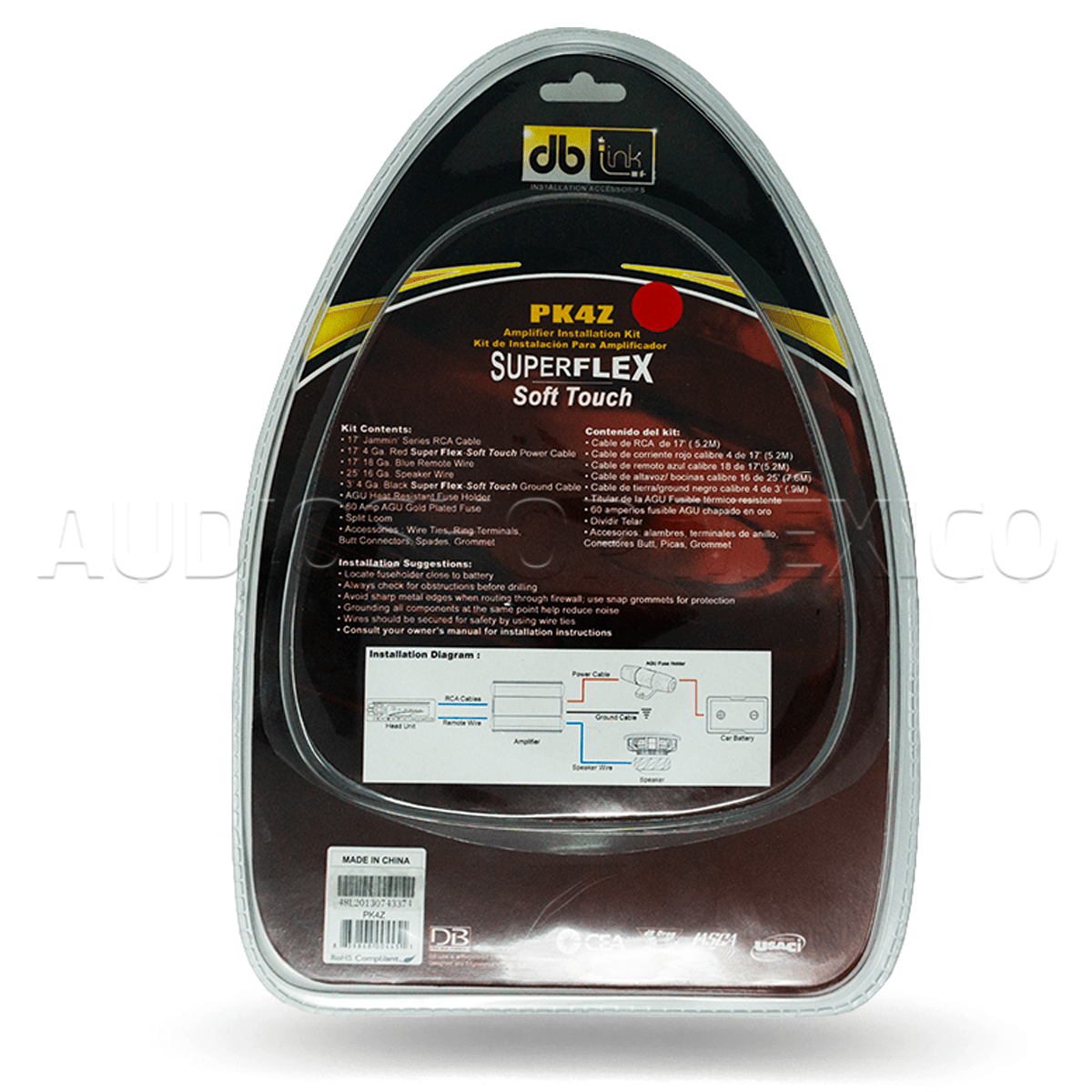 Kit De Instalación Db Link Pk4z RCA Calibre 4 para Amplificador 1200 Watts