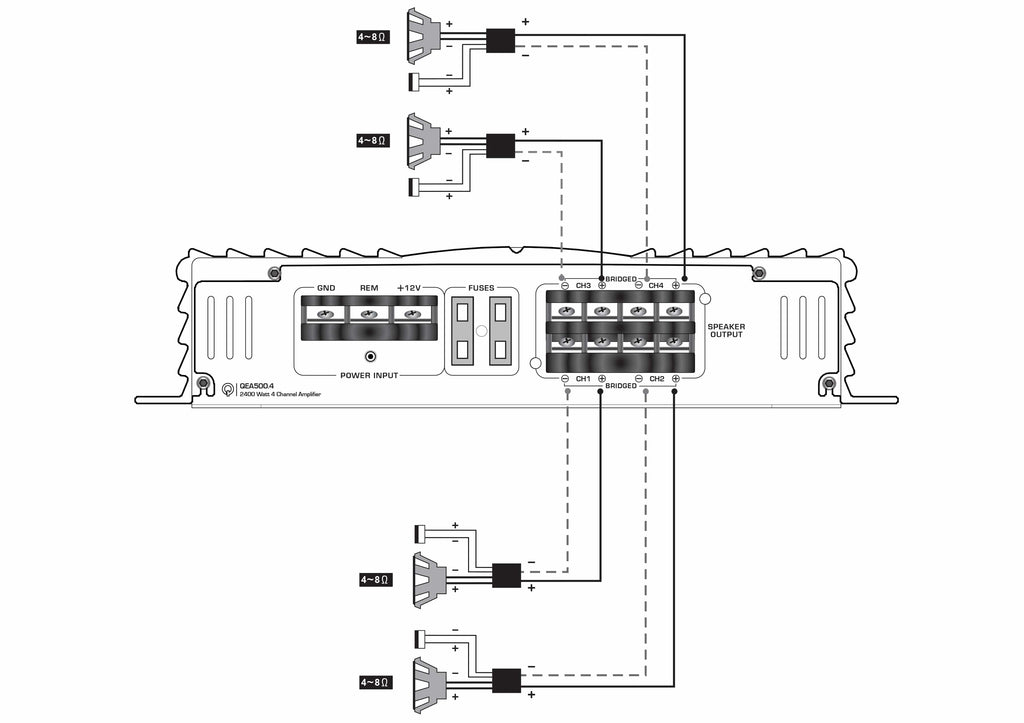 Amplificador Full Range 4 Canales Quantum QEA800.4 3200 Watts Clase AB 2 Ohms QEA Series