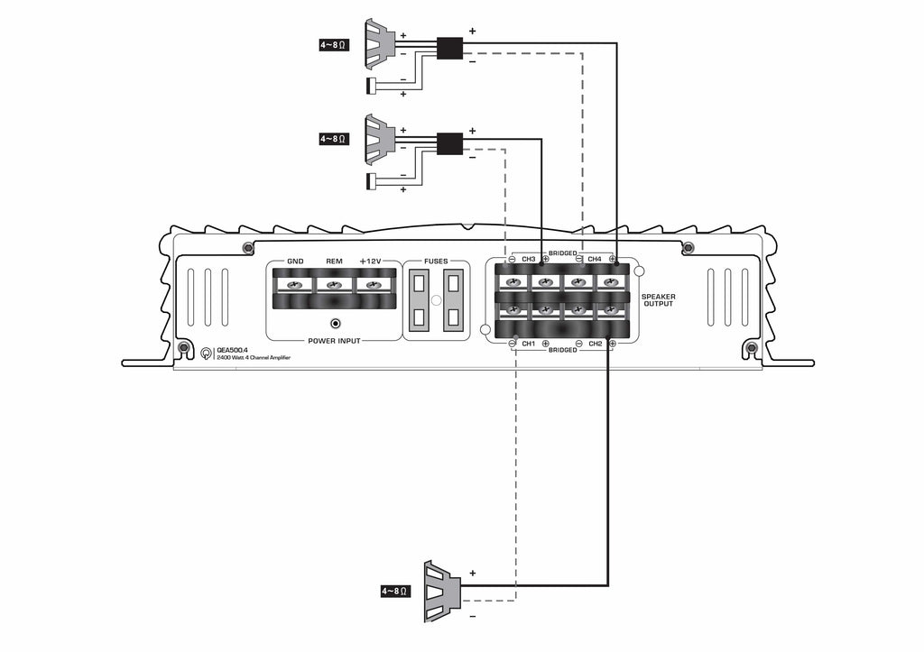 Amplificador Full Range 4 Canales Quantum QEA800.4 3200 Watts Clase AB 2 Ohms QEA Series