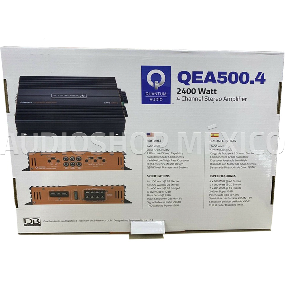 Amplificador Full Range 4 Canales Quantum QEA500.4 2400 Watts Clase AB 2 Ohms