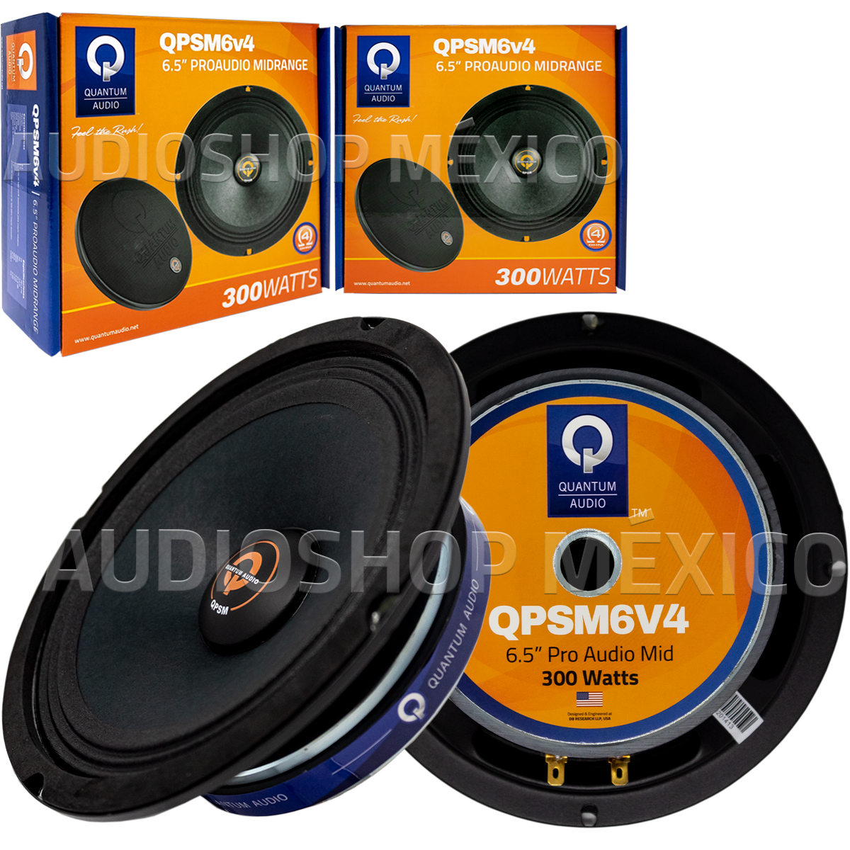 Par de Medios Rangos Quantum Audio QPSM6v4 300 Watts 6.5 Pulgadas 4 Ohms 175 Watts RMS