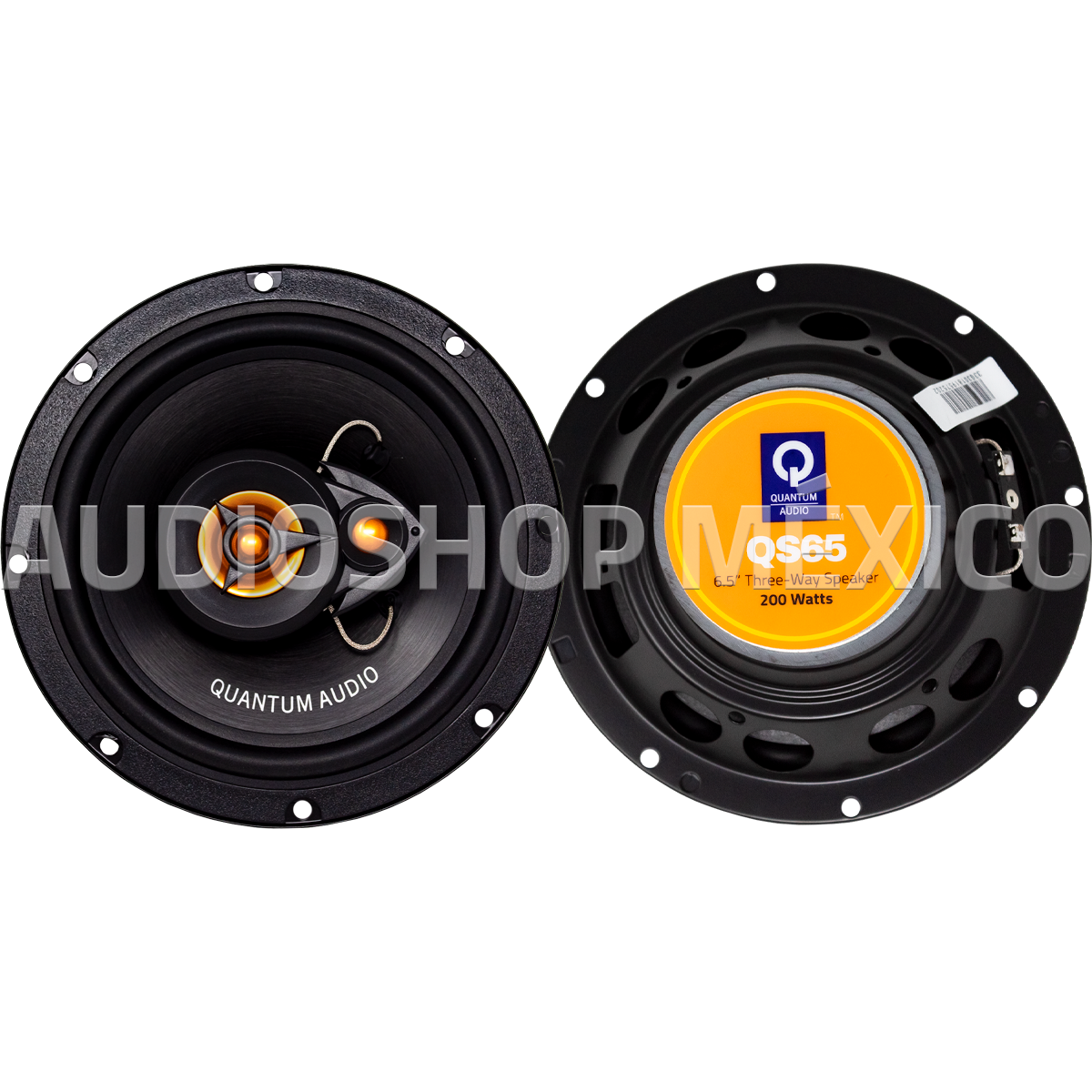 Paquete de 4 Bocinas Coaxiales 6.5 Pulgadas Quantum Audio QS65 200 Watts 3 Vías 55 Watts RMS con Tweeters