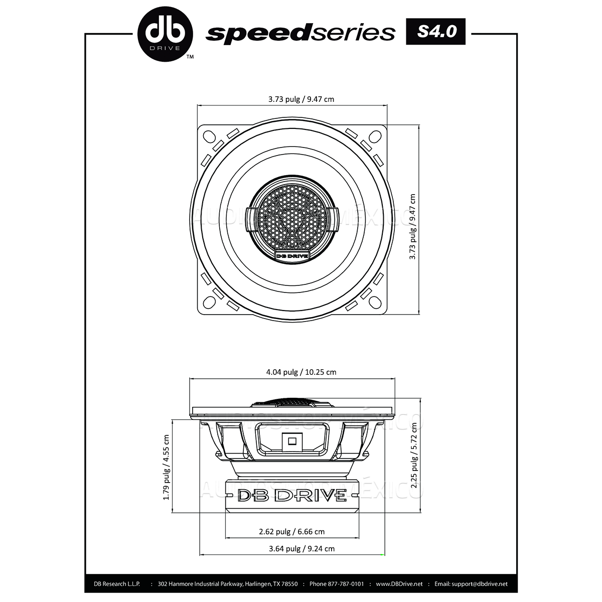 Set de Bocinas Coaxiales DB Drive S4.0 160 Watts 4 Pulgadas 4 Ohms Speed Series