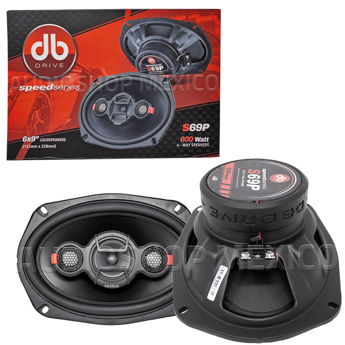 Bocinas Coaxiales DB Drive S69P 600 Watts 6x9 Pulgadas 4 Vías 250 Watts RMS SPL Speed Series