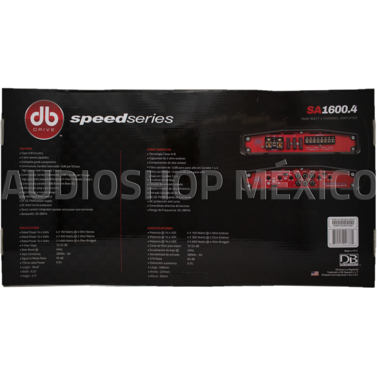 Amplificador 4 Canales DB Drive SA1600.4 1600 Watts Clase AB 2 Ohms Speed Series