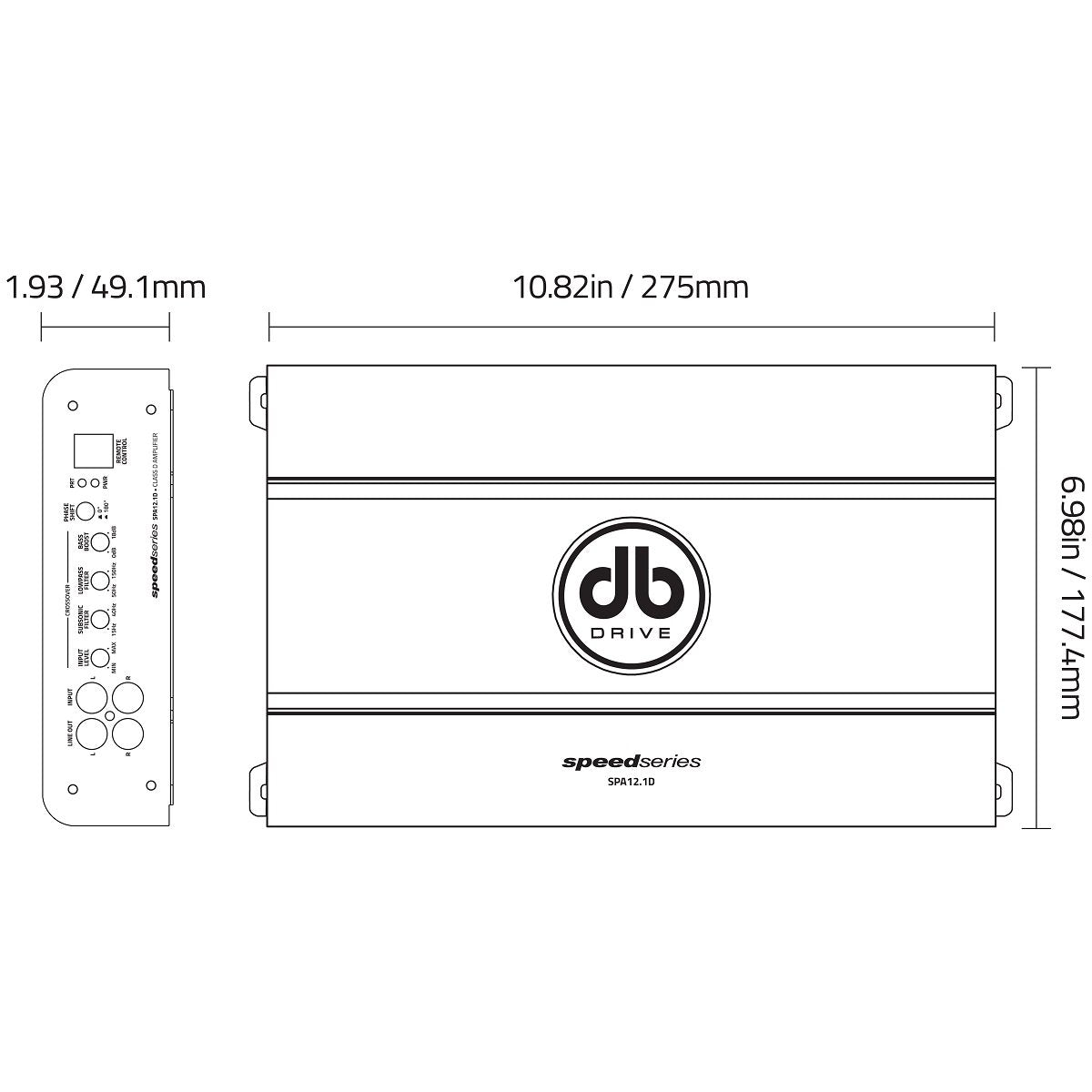 Amplificador Monoblock DB Drive SPA12.1D 1200 Watts Clase D 1 Ohm Speed Series