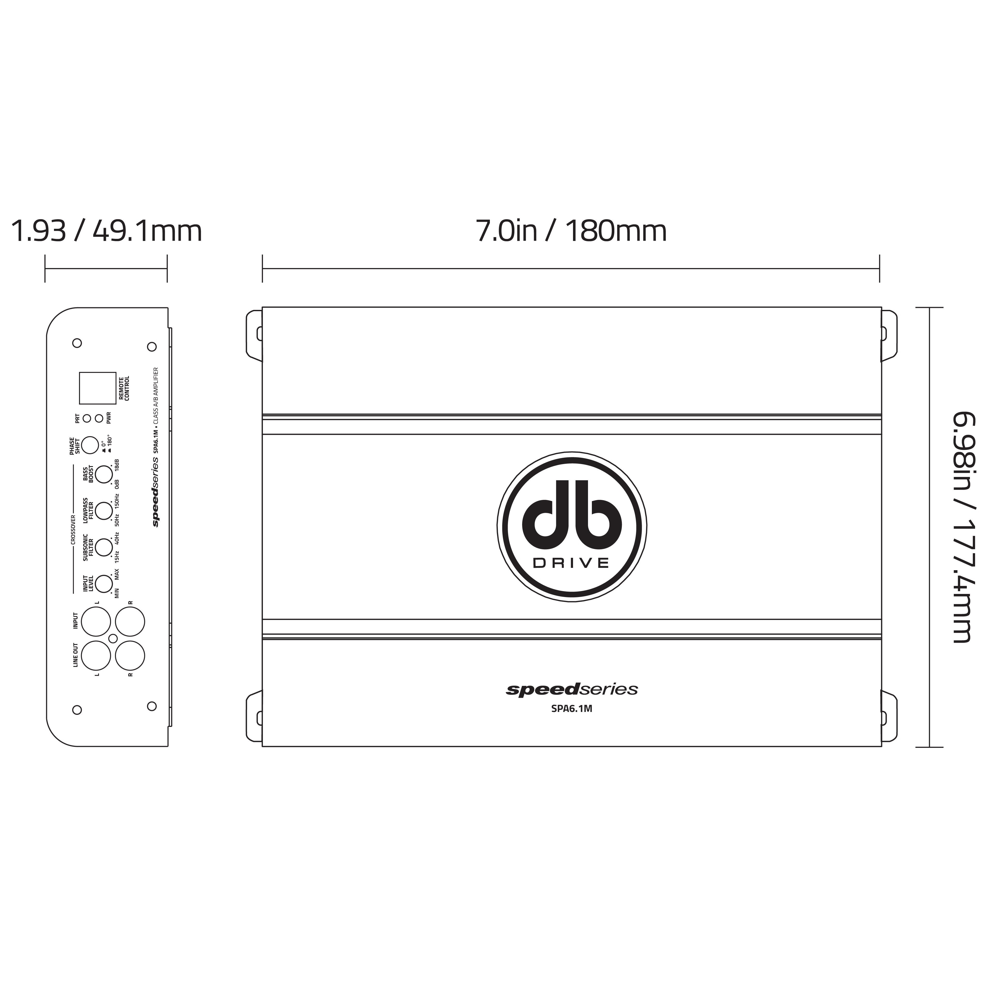 Amplificador Monoblock DB Drive SPA6.1M 600 Watts Clase AB 2 Ohms Speed Series