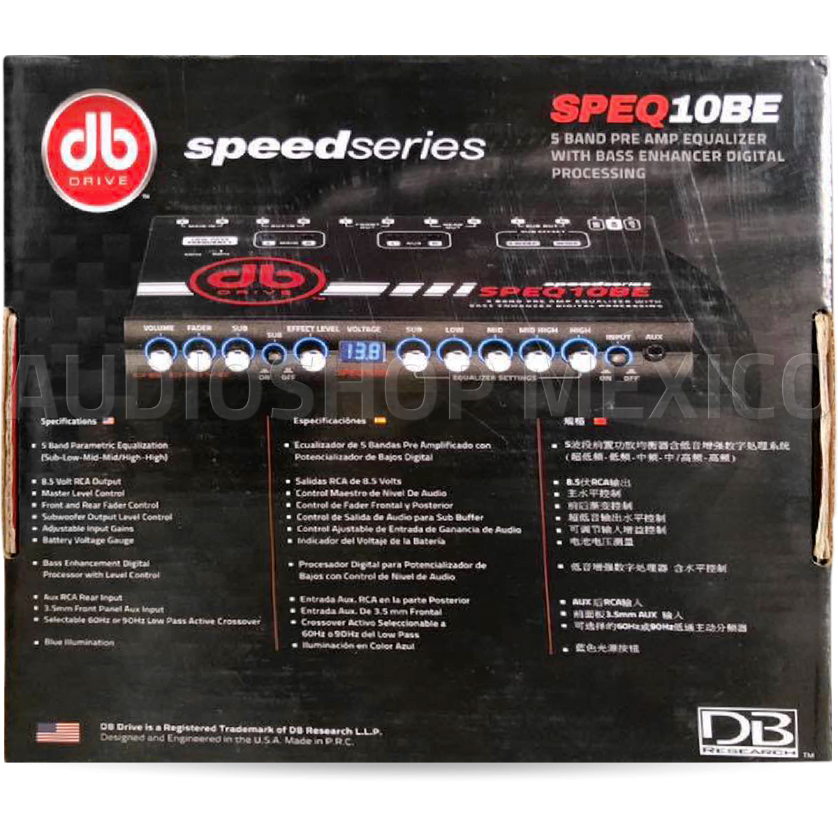 Ecualizador Con Restaurador de Bajos DB Drive SPEQ10BE 5 Bandas Speed Series