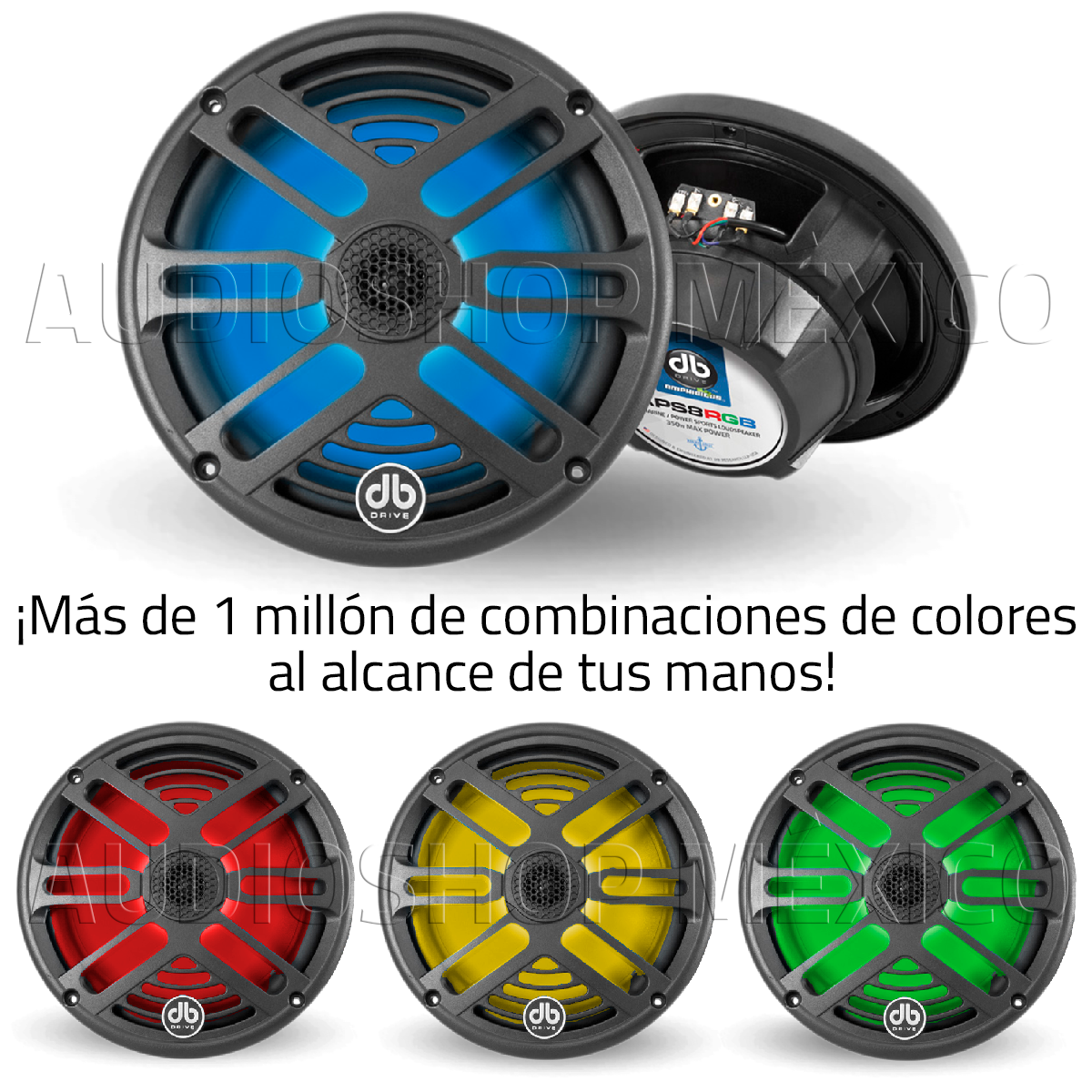 Bocinas Marinas DB Drive APS8RGB 350 Watts 8 Pulgadas 2 Vías Iluminación LED RGB