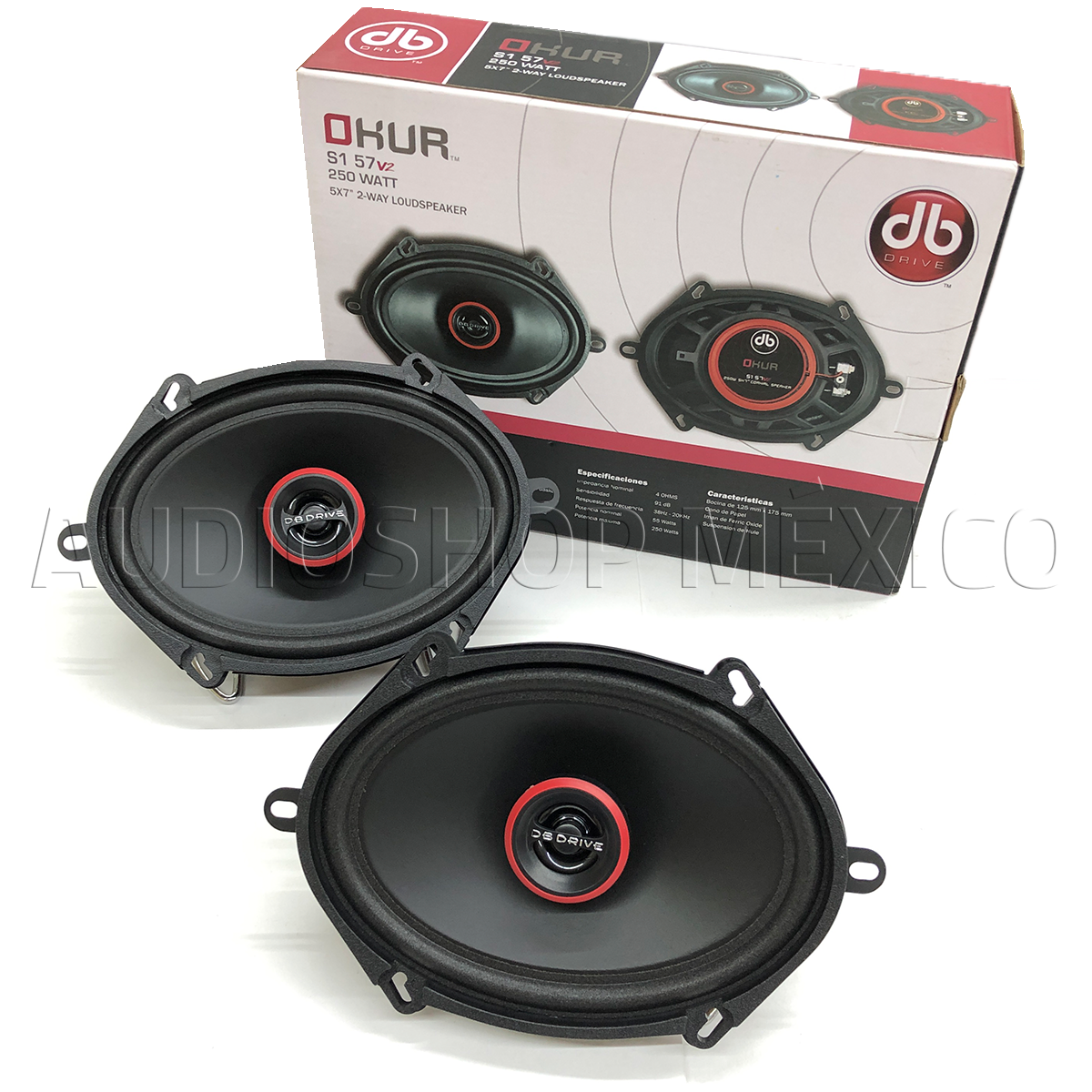 Bocinas Coaxiales DB Drive S1 57v2 250 Watts 5x7 Pulgadas 4 Ohms 55 Watts RMS 2 Vías