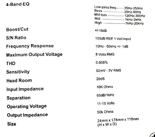 Ecualizador Paramétrico 4 Bandas DB Drive SPEQP 8 Volts RMS Controles Iluminados